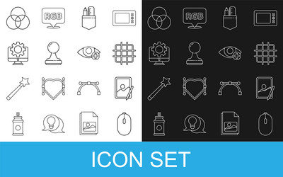 Set line computer mouse graphic tablet grid vector