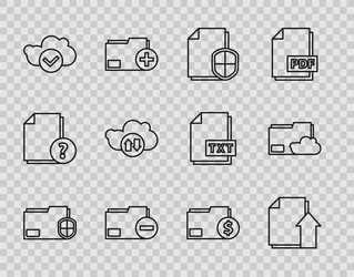 set line document folder protection upload file vector image