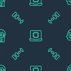 set line processor cpu algorithm and humanoid vector image