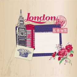 Vintage London Scrapbook Card Vector Image