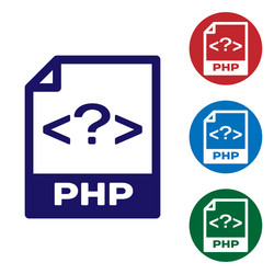 blue php file document icon download button vector image