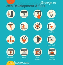 Business icon set software and web development seo vector