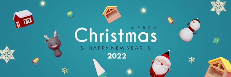 Merry christmas and happy new 2022 year header vector