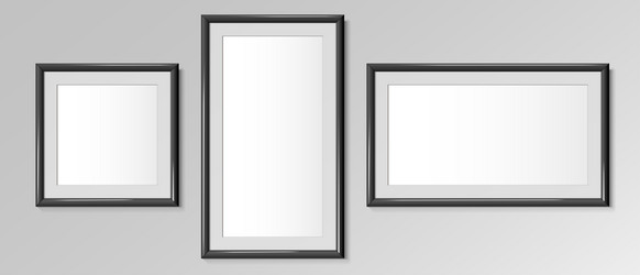 Realistic black horizontal and square frames vector