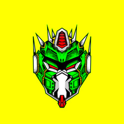 Robot head with solid color background vector