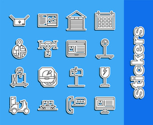 set line computer monitor with app delivery vector image