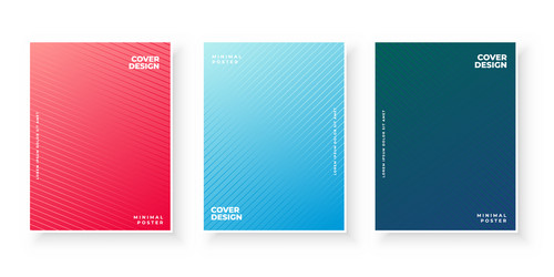 Gradient cover collection with line pattern design vector