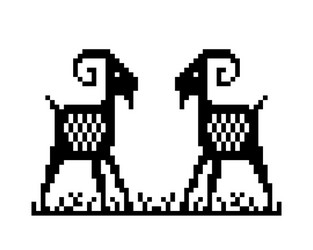 Pixel image twin goats for 8 bit game assets vector