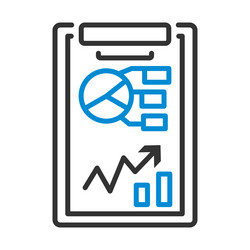 Writing tablet with analytics chart icon vector