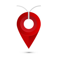 Red pin with string location pointer rope vector