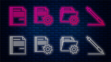 set line document settings with gears folder vector image
