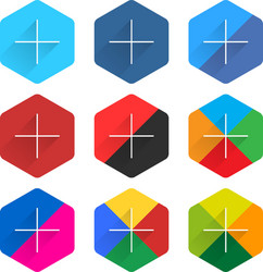 social network web icon set with adding sign vector image