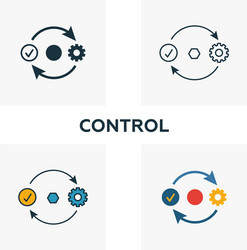 control icon set four elements in different styles vector image