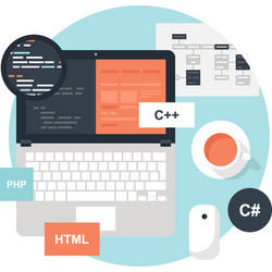 program coding flat web icon concept vector image