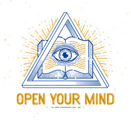 secret knowledge vintage open book with all Vector Image