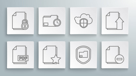 set line pdf file document folder vector image