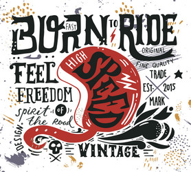 Vintage Motorcycle Helmet & Lettering Vector Image