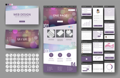 website design template and interface elements vector image