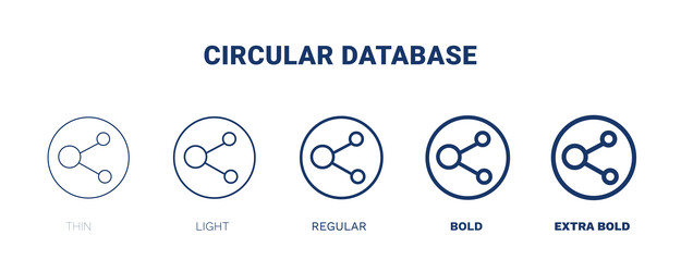 Circular database icon thin light regular bold vector