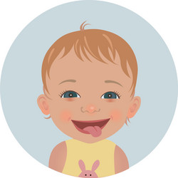 Cute tongue out baby emoticon smiling child icon vector