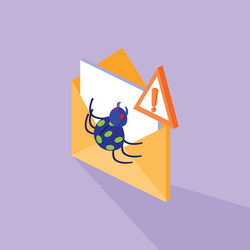 cyber security with envelope mail and virus attack vector image