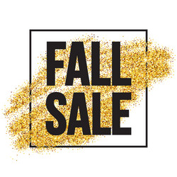 fall sale promo label golden glitter template vector