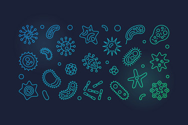 Human microbiota colored outline horizontal vector