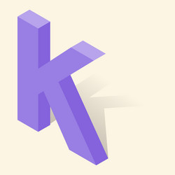 k letter in isometric 3d style with shadow vector