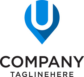 letter u with map pointer logo design concept vector image