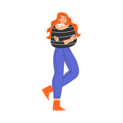 Typical french woman character standing Royalty Free Vector