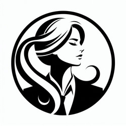 Female Portrait Silhouette Emblem Vector Image