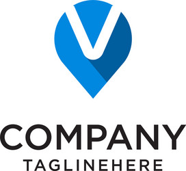 letter v with map pointer logo design concept vector image