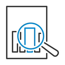 Magnificent glass on paper with chart icon vector