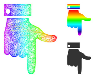 rainbow hatched gradient hand pointer down icon vector image