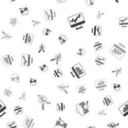 set monitor with graph chart work search vector image