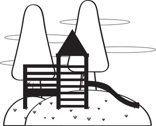 view of a public playground with slide vector image