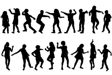 Children Silhouettes Dancing vector