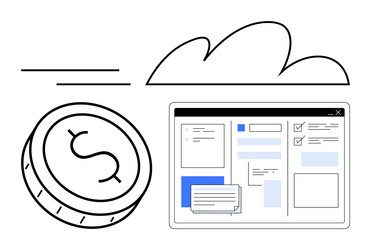 cloud-based financial software interface with coin vector image