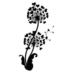 dandelion with hearts black and white Vector Image