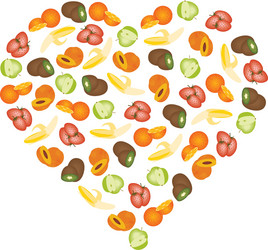 Fruits in heart vector