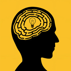 human head with a maze and light bulb vector image