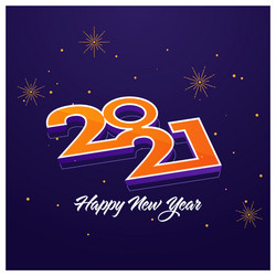 3d 2021 number with fireworks on violet vector image