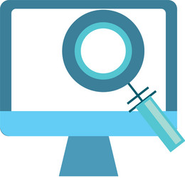 computer technology information with magnifying vector image