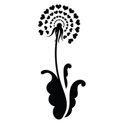 dandelion with hearts black and white Vector Image