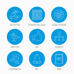 Global network like and conversation icons vector