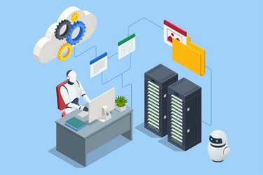 isometric ai artificial intelligence a robot vector image