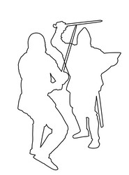 knights in armor with sword fight line contour Vector Image