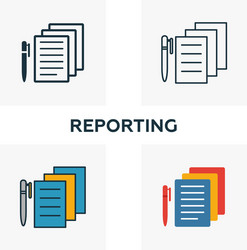 reporting icon set four elements in different vector image