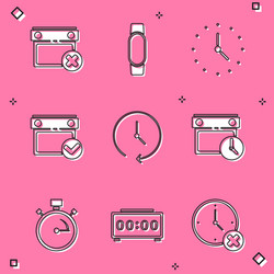 set calendar date delete smartwatch clock vector image