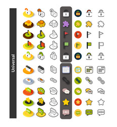 set of icons in different style - isometric flat vector